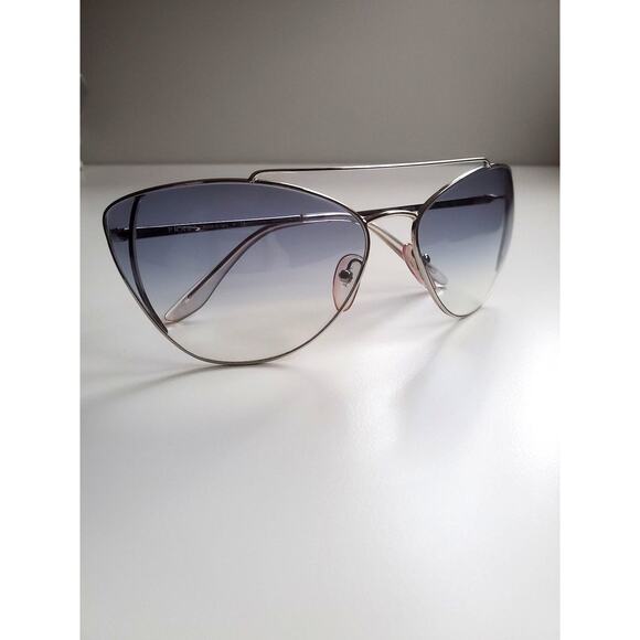 Prada Cat Eye Sunglasses SPR65V Blue Gradient Silver Metal Frame 68mm 130mm main image 8